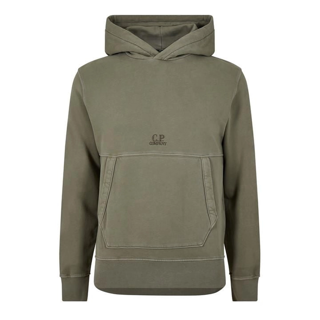 CP Company Embroidered Logo Hooded Sweatshirt - Beige